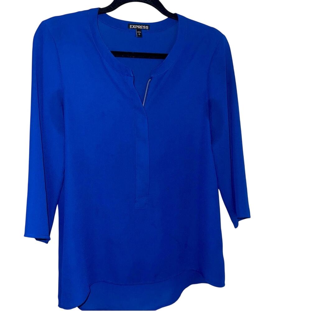 Express Royal Blue Split Neck Blouse Small